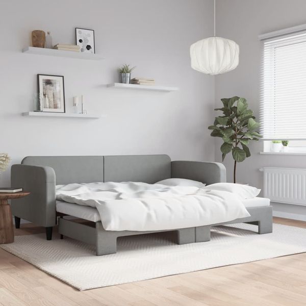 vidaXL Denná posteľ s rozkladacou posteľou bledosivá 90x200 cm látka