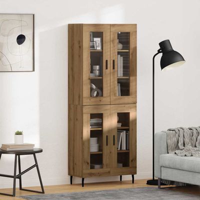 vidaXL Highboard 2 pcs Remeselný dub Drevovláknitá doska a sklo