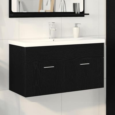 vidaXL Kúpeľňová skriňa Čierny dub 90 x 38,5 x 46 cm Kompozitné drevo