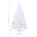 vidaXL Osvetlený umelý vianočný stromček s guľami, biely 210 cm, PVC