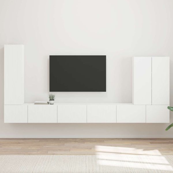 vidaXL Sada nástenného kabinetu na TV Nástenný 6 pcs Biela