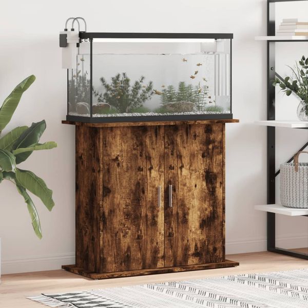 vidaXL Stojan na akvárium dymový dub 81x36x73 cm kompozitné drevo