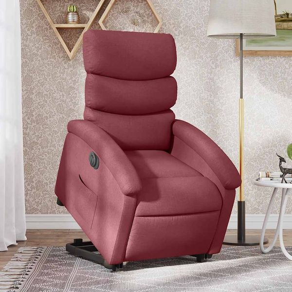 vidaXL Elektrické zdvíhacie sklápacie kreslo vínovo-červené látka