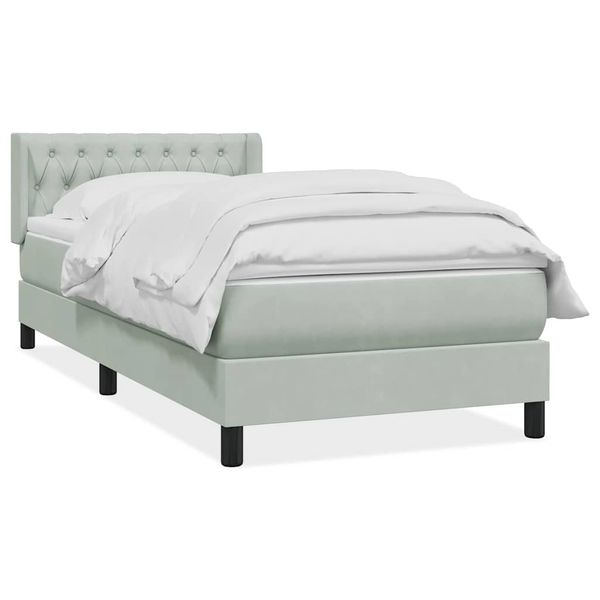 vidaXL Posteľný rám boxsping s matracom bledosivý 90x220 cm zamat