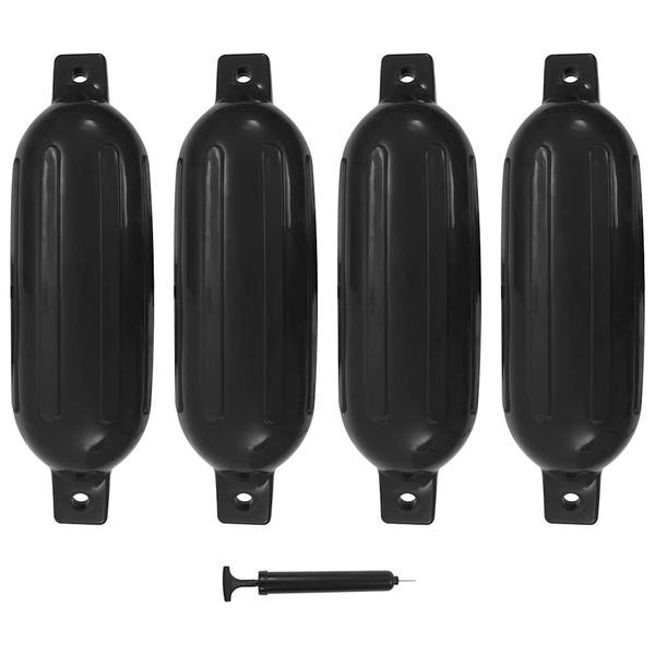 vidaXL Lodný nárazník 4 ks, čierny 58,5x16,5 cm, PVC