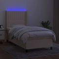 vidaXL Posteľ boxsping s matracom a LED krémová 90x190 cm látka
