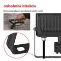LED reflektor GLARO s pohybovým čidlom, 20 W, čierny, IP54, 2000 lm, neutrálna biela