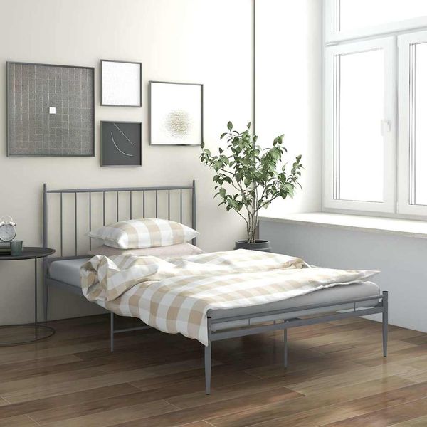 vidaXL Posteľný rám, sivý, kov 120x200 cm