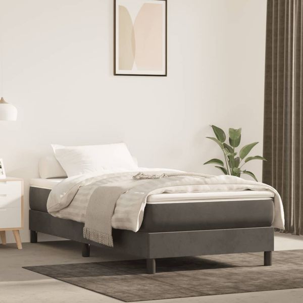 vidaXL Posteľný rám s boxspringom tmavosivá 80x200 cm zamat