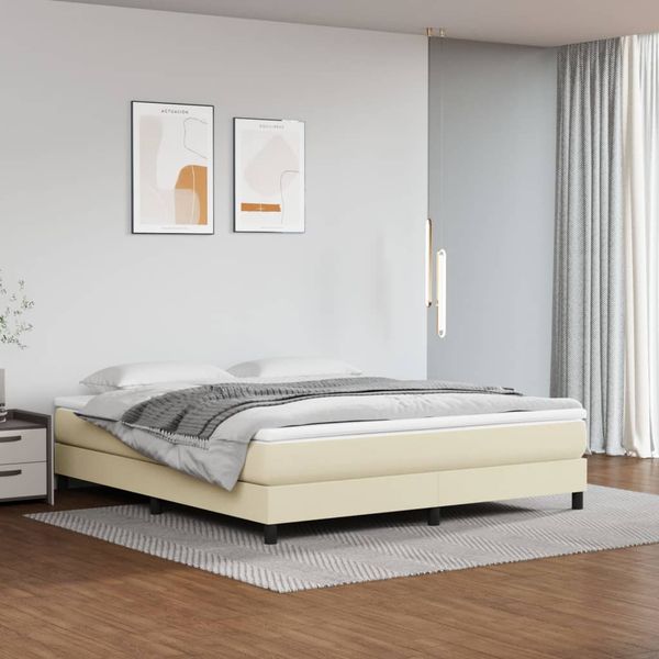 vidaXL Boxspring posteľ s matracom krémová 180x200 cm umelá koža