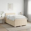 vidaXL Posteľ boxspring s matracom Krémová 120 x 190 cm Látka
