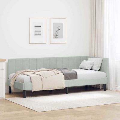 vidaXL Rohový rám postele Svetlosivá 80 cm x 200 cm Zamat