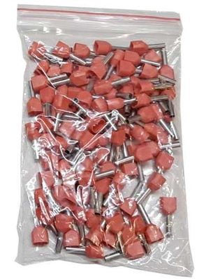 Dutinka pro dva kabely 1,5mm2 červená (TE1,5-8), balení 100ks
