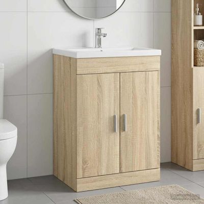 vidaXL Skriňa pod umývadlo do kúpeľne Dub sonoma 56 x 37,5 x 81 cm