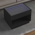 vidaXL Konferenčný stolík s nekonečnými LED čierny 70x50x50 cm