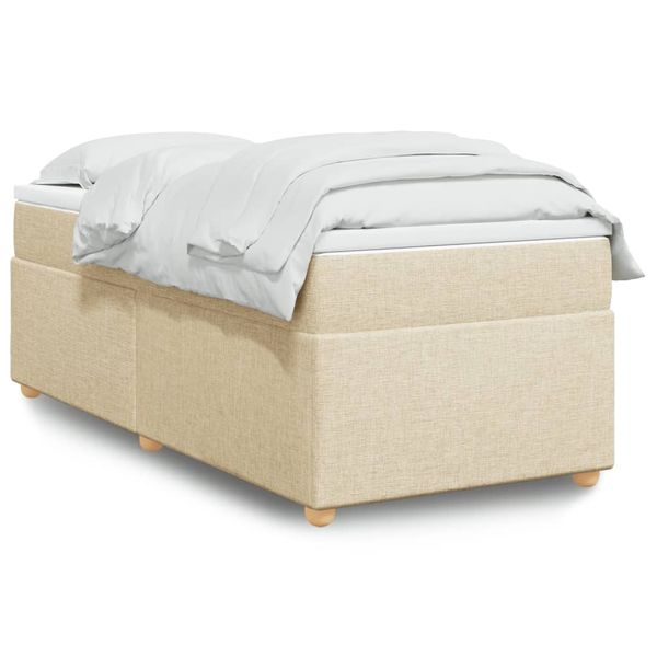 vidaXL Posteľný rám boxsping s matracom krémový 90x200 cm látka