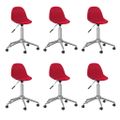 3086070 vidaXL Swivel Dining Chairs 6 pcs Wine Red Fabric (3x333473)