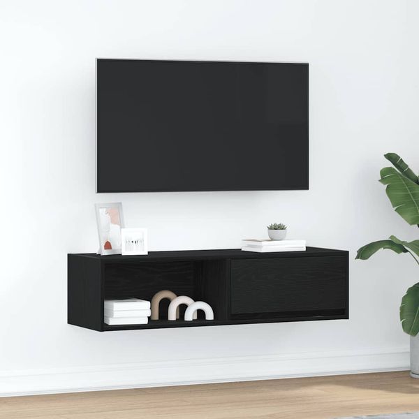 TV skrinka vidaXL Dub čierny 100x31x25,5 cm Konštrukčné drevo