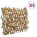 vidaXL Rozťahovacia mriežka s umelým brečtanom 5 ks ružová 180x60 cm
