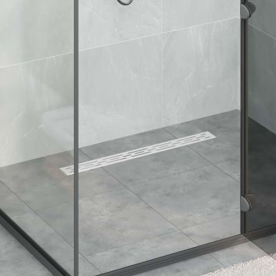 vidaXL Sprchový odtok s líniovým dizajnom Strieborná 80 cm