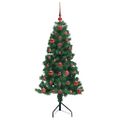 vidaXL Rohový umelý vianočný strom s 150 LED-i Zelená 120 cm PVC a kov