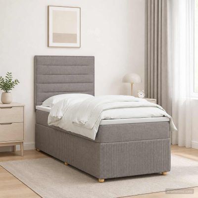 vidaXL LED boxspring posteľ s matracom Sivohnedá 90 x 190 cm Látka