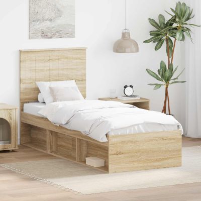 vidaXL Rám postele Sonoma dub 75 x 190 cm Masívne borovicové drevo