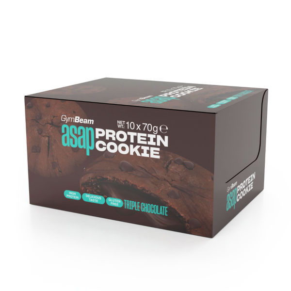 ASAP Protein Cookie - GymBeam, trojitá čokoláda, 10 x 70 g