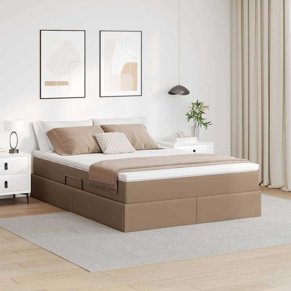 vidaXL Postel s úložným prostorem a matrací Kapučínová 140 x 190 cm