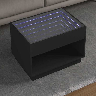 vidaXL Konferenčný stolík s nekonečnými LED čierny 70x50x50 cm