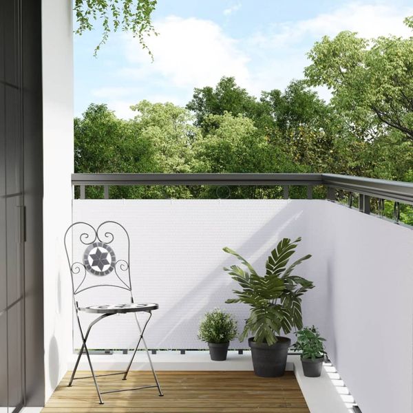 vidaXL Balkónová zástena biela 400x90 cm polyratan