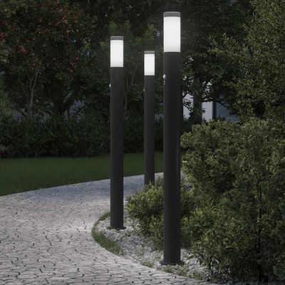 vidaXL Stĺpikové svetlá so senzorom 3 ks 110 cm nehrdzavejúca oceľ IP44