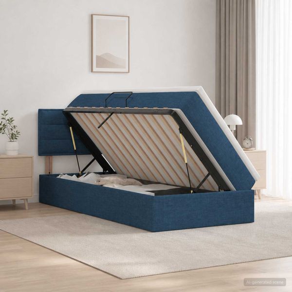 vidaXL Postel s úložným prostorem a matrací Modrá 100 x 200 cm Zamat