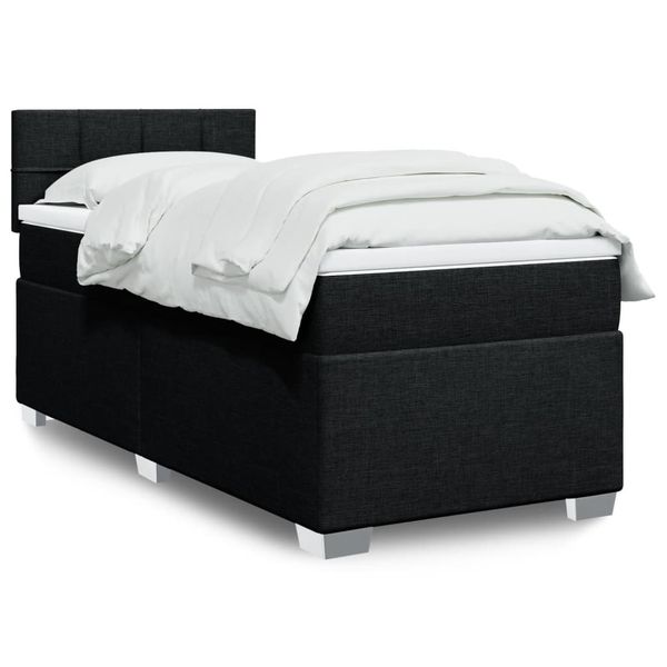 vidaXL Posteľný rám boxspring s matracom čierny 90x190 cm látka