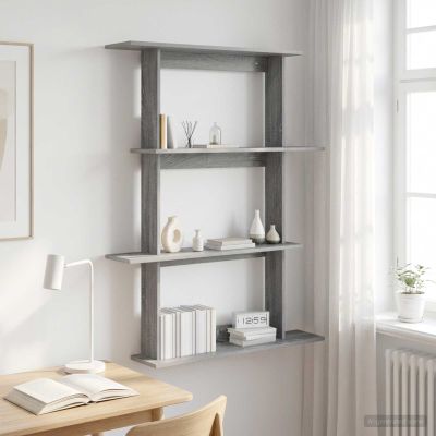 vidaXL Stenná polica Sivý Sonoma 100 x 20 x 126 cm Kompozitné drevo