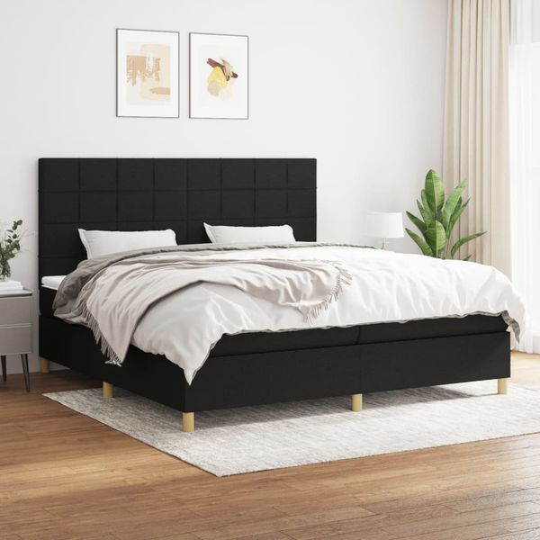 vidaXL Boxspring posteľ s matracom čierna 200x200 cm látka