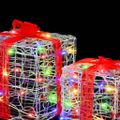 vidaXL Darčeková Škatľa 3 ks 60 LED Viacfarebný 20 x 20 x 20 cm Akryl