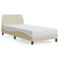 vidaXL Rám postele s čelom Dover krémový 80x200 cm látka
