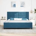 vidaXL Posteľ s pružinovým rámom Tmavomodrá 200 x 200 cm Zamat