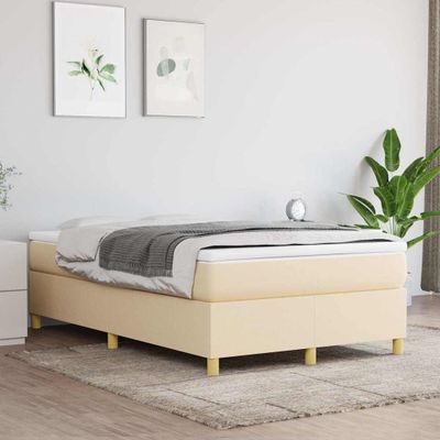 vidaXL Posteľný rám s boxspringom krémová 120x200 cm látka