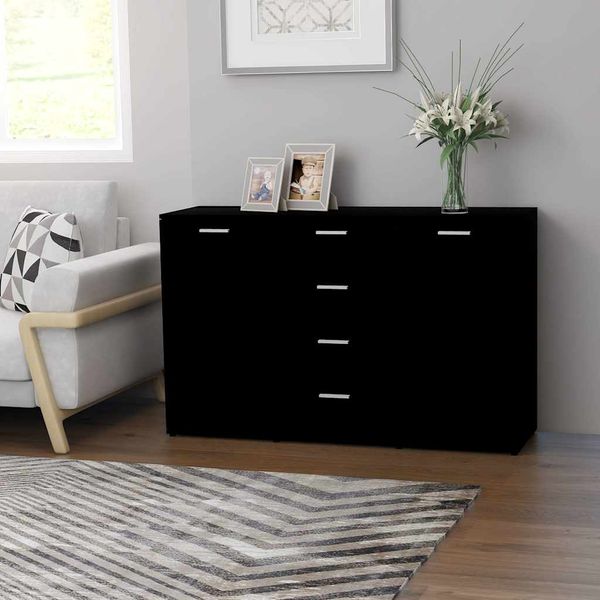 vidaXL Komoda, čierna 120x35,5x75 cm, kompozitné drevo