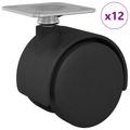 vidaXL Otočné koliesko 12 ks Čierna 39,5 x 39,5 x 37,8 mm Železo a PP