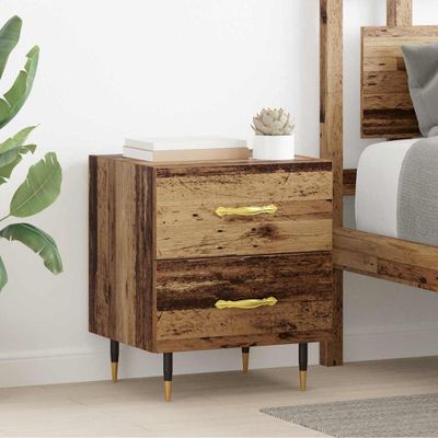 vidaXL Nočný stolík so zásuvkou 2 pcs Staré drevo 40 x 35 x 47,5 cm