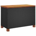 vidaXL Záhradný úložný box čierny 80x40x48 cm polyratan akáciové drevo