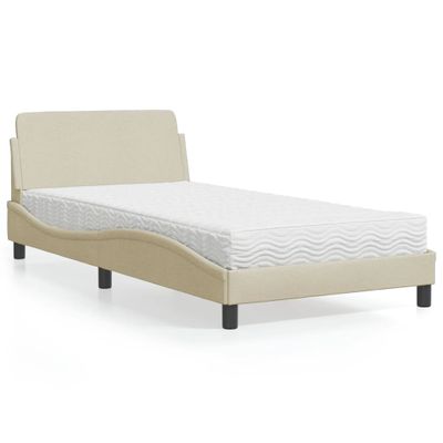 vidaXL Posteľ s matracom Dover krémová 100x200 cm látka