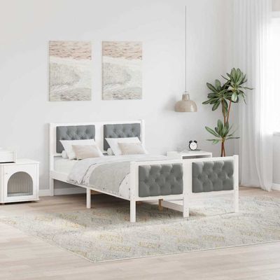 vidaXL Rám postele Svetlosivá 120 x 190 cm Masívne borovicové drevo
