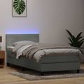 vidaXL Posteľný rám boxsping s matracom a LED bledosivý 90x220 cm zamat