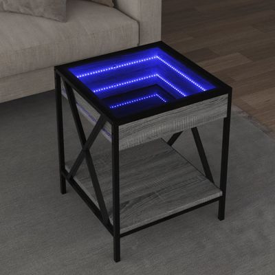 vidaXL Konferenčný stolík s nekonečnými LED sivý sonoma 40x40x49 cm
