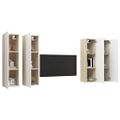 vidaXL TV skrinky 4 ks biela a dub sonoma 30,5x30x110cm drevotrieska