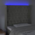 vidaXL Čelo postele s LED bledosivé 93x16x118/128 cm zamat